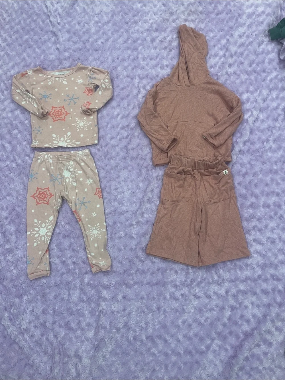 Carter's Two-Piece Rose Pink Snowflake Pajama and Cozy Hoodie Set
